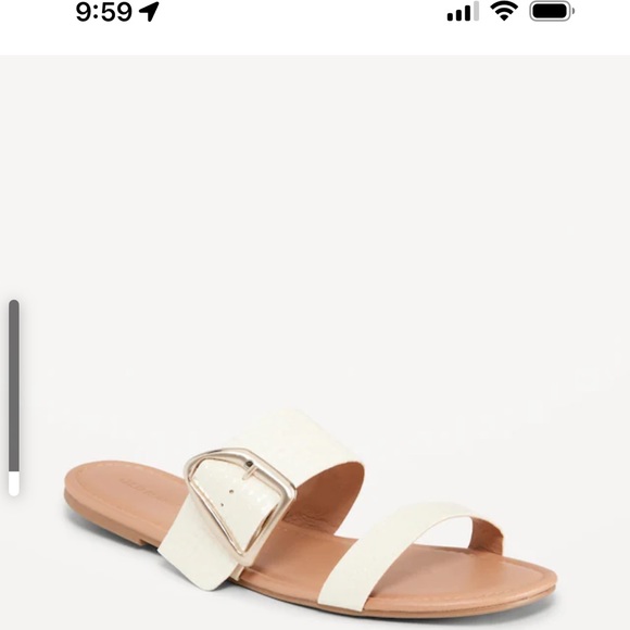 NWT OLD NAVY Faux-Leather Double-Strap Metal-Hardware Sandals Color: Bone SIZE 7 - Picture 1 of 1